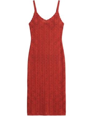 Brodie Cashmere Open Stitch Dress - Red