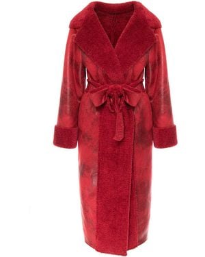 Silvia Serban Long Fur Coat - Red