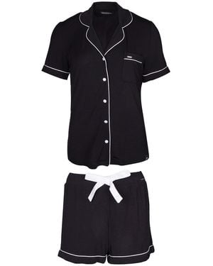 Pretty You London Bamboo Shirt Short Set - Black