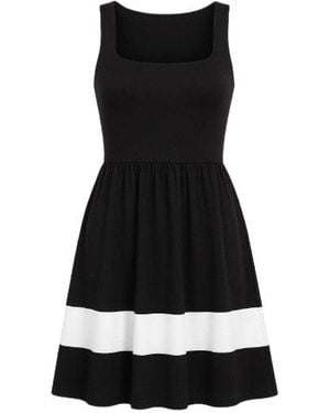 Conquista Contrast Panel Detail Dress - Black