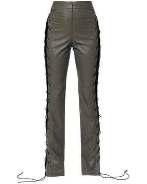 AGGI by HALEWSKI Harley Khaki Vegan Leather Laced Trousers - Grey