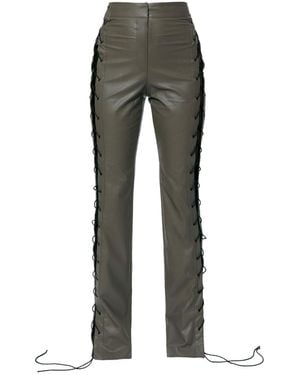 AGGI by HALEWSKI Harley Khaki Vegan Leather Laced Pants - Gray