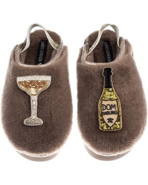 Laines London Neutrals Flatform Cloud Closed Toe Slippers With Dom Darling Champagne Brooches - Brown