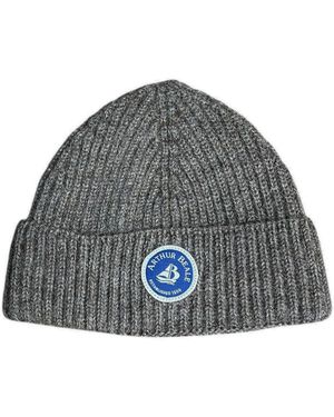 Arthur Beale Neutrals Badge Beanie Hat - Grey