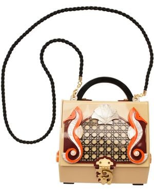 Gissa Bicalho Acrylic Handmade Bag Clutch Hipocampus Kahki - Black