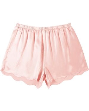 Soft Strokes Silk Pure Silk Powder Scallop Edged Shorts - Red