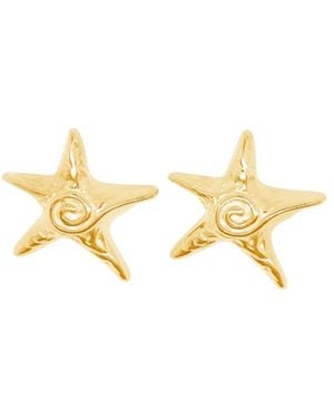 Glassy Starfish Earrings Small - Metallic