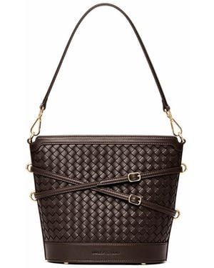 Owlish Studio Glacier Woven Vegan Leather Bucket Bag - Black