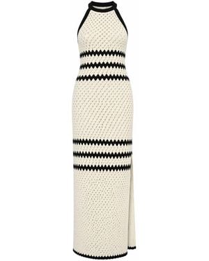 Curated Row Neutrals Claudia Crochet Halter Maxi Dress - White