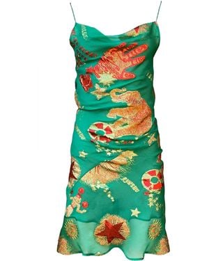 GeeGee Collection Circus Silk Slip Dress - Green