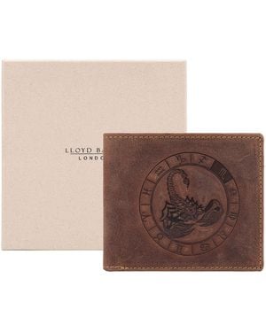 Lloyd Baker Zodiac-Scorpio Distressed Leather Wallet - Brown