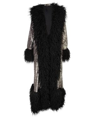 Jennafer Grace Penny Deluxe Gunmetal Faux Fur Jacket - Black