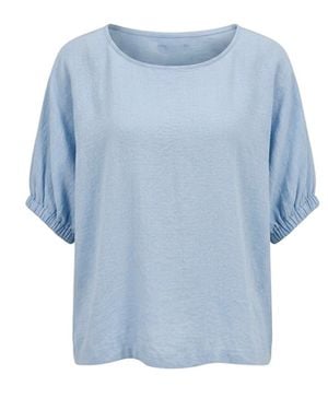 James Lakeland Relaxed Gathered Sleeve Top – Powder - Blue