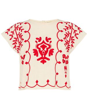 Raffya Fraya Cross Hatch Embroidered Crop Top