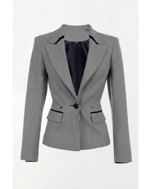Luna Fashion House Houndstooth Tailored Blazer, Elena - Gray
