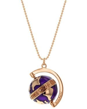 True Rocks Small Spinning Globe Pendant In Purple Enamel & 18kt Rose Gold Plate The Whole World Revolves Around Love - Multicolour