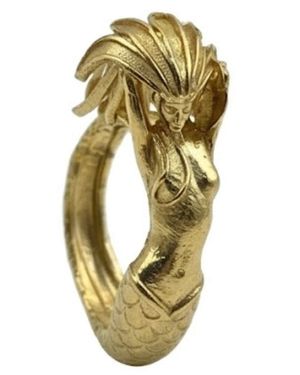 Silver & Elegant Co. Golden Siren Mermaid Mythic Ring - Metallic