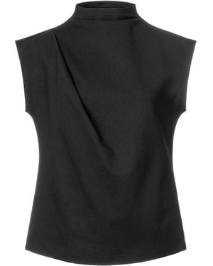 Jana Coshè Cocktail Blouse – Minimalist High-Neck Event Top - Black