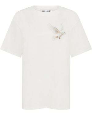 Sour Figs Flying Dove Print T-Shirt - White