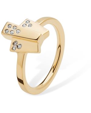 Lucy Quartermaine Art Deco Triple Layer Ring - Metallic