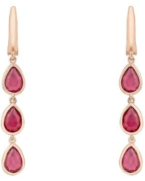 LÁTELITA London Rose Sardinia Triple Teardrop Earrings Rosegold Tourmaline - Red