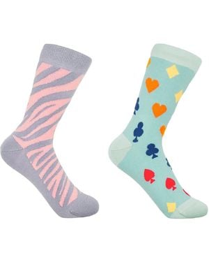 Peper Harow - Made in England Zebra & Royal Flush Socks Bundle - Blue