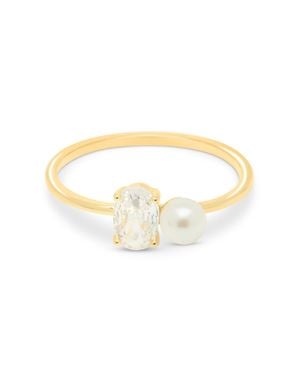 Esterah Pearl Crystal Ring - Metallic