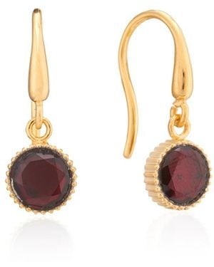 Auree Barcelona January Birthstone Hook Earrings Garnet - Metallic