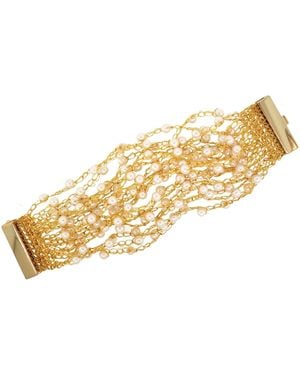 Lavish by Tricia Milaneze Neutrals Pearl & Strings Handmade Crochet Bracelet - Metallic