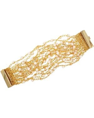 Lavish by Tricia Milaneze Neutrals Pearl & Strings Handmade Crochet Bracelet - Metallic