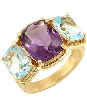 Artisan Amethyst & Topaz Three-Stone Ring - Blue