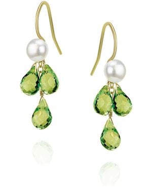 MOUNIR LONDON Pearl And Peridot Cluster Drop Earrings - Green