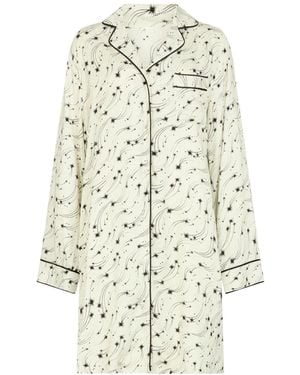 Lily and Lionel Simone Long Sleeve Shooting Star Print Nightshirt - White