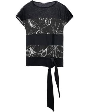 Conquista Floral Print Top With Ties - Black