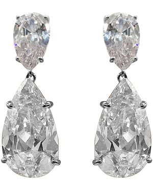 Michael Nash Jewelry Neutrals Celestina Large Pear Double Cubic Zirconai And Sterling Drop Clip On Earrings - White