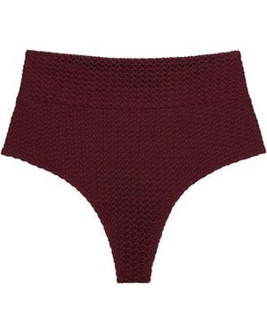 Montce Crochet Added Coverage High Rise Bikini Bottom - Purple