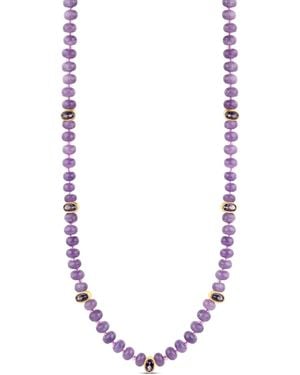 Hannah B. Jewelry Amethyst Bead Necklace With Faceted Gem Accents - Metallic