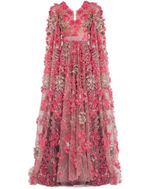 MATSOUR'I Dress Hortensia With Detachable Sleeves Maxi Coral - Red