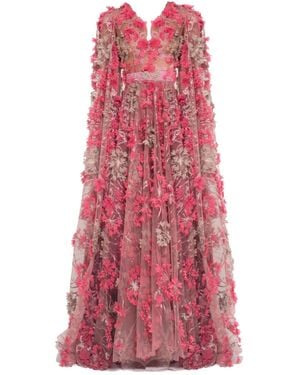 MATSOUR'I Dress Hortensia With Detachable Sleeves Maxi Coral - Red