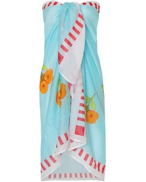DHARA SHETH DUBAI Azure Bloom Floral Resort Tube-Style Sarong - Blue