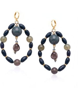 Jaredjamin Bean Halo Jasper Statement Hoops - Blue