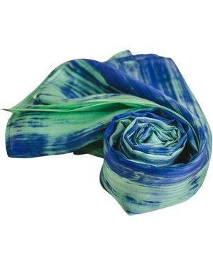Silk and Bears Forest & Ocean Brushstroke Silk Scarf – Hand-Dyed Mulberry Silk, Day Wrap & Gift - Blue