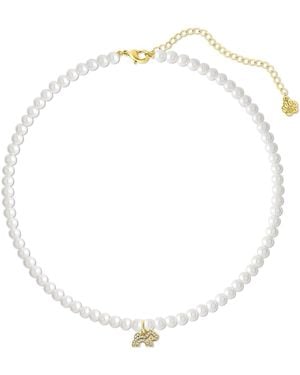 Cloud Haven Faux-Pearl Logo Pendant Necklace - Metallic