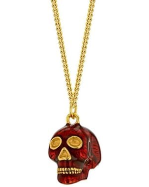 True Rocks Mini Skull Pendant Red Enamel & 18kt Gold-plated - Multicolour
