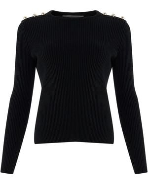 Exquise Delphine Blouse Crew Neck Long Sleeve Jumper - Black