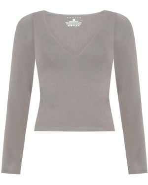 Not Basics Organic Cotton V-Neck Long Sleeve T-Shirt, Sage - Grey