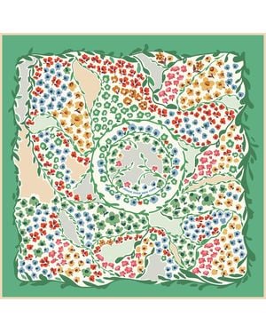 Jessie Zhao New York Double Sided Silk Scarf Of Garden - Green