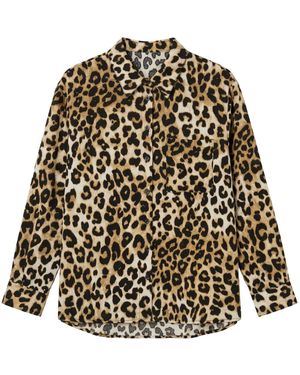 LAtelier London Neutrals Leopard Print Shirt - Black