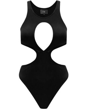 OW Collection Billie Cut Out Bodysuit - Black