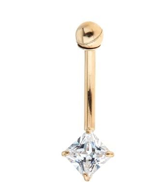 Zahav Jewelry 10K Solid 14G Square Cz Belly Ring - White